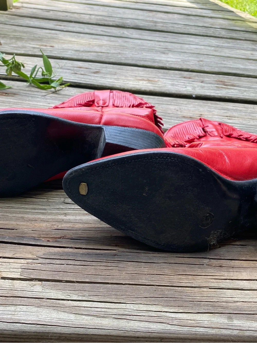 Laredo kids SZ 1 Red Leather Fringe Cowboy Boots Made in USA 🇺🇸